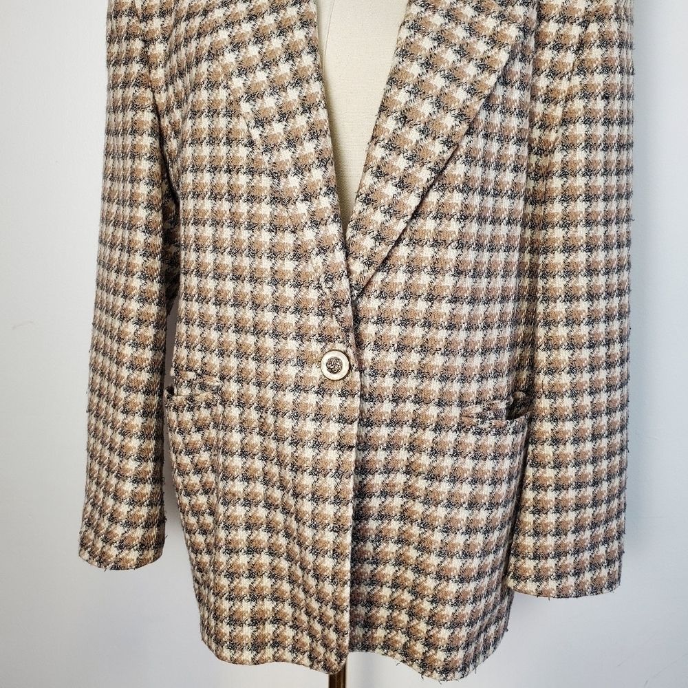 Vintage London Fog Collectables Houndstooth Single Breast Blazer Jacket - Picture 4 of 7